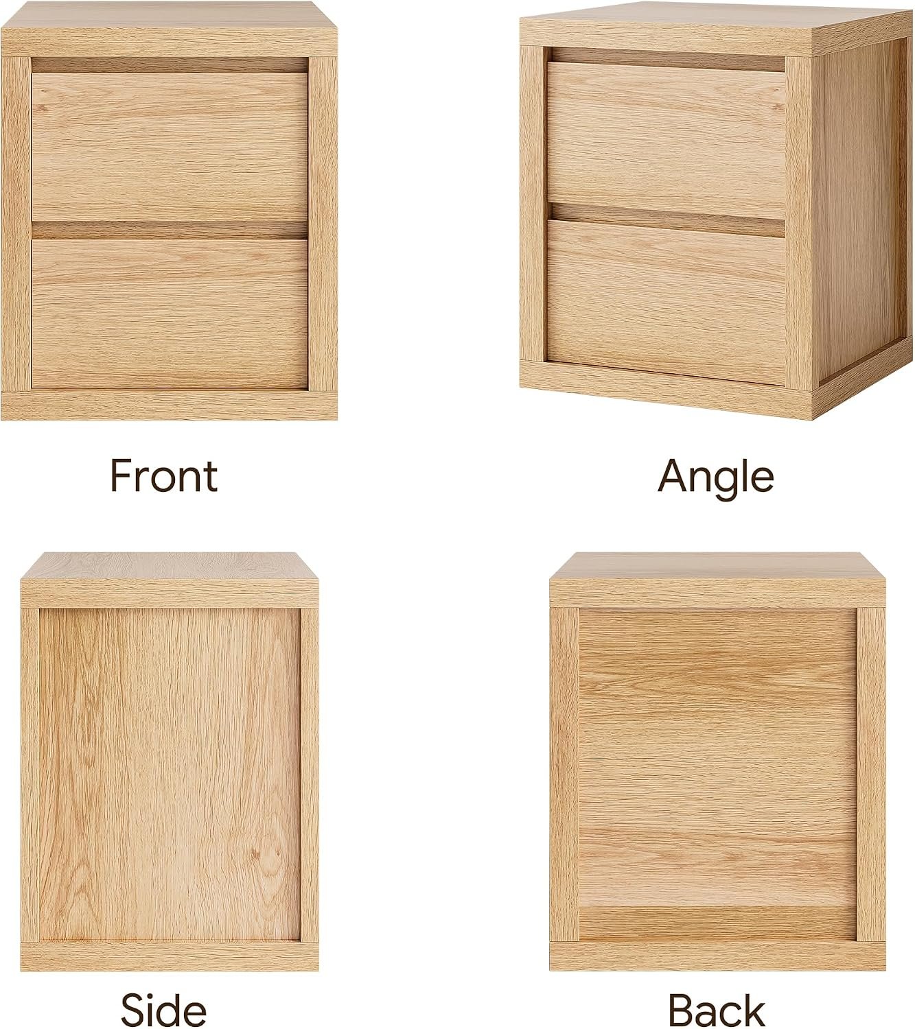 Modern 2-Drawer Wooden Nightstand with Handleless Thickened Design - Image 3