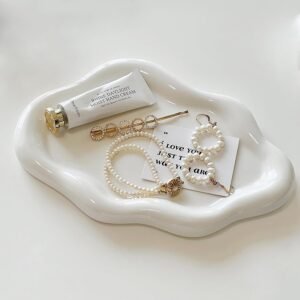 Ceramic Cloud Jewelry Dish Tray, Irregular Trinket Holder for Rings, Watches, Keys, and Small Accessories