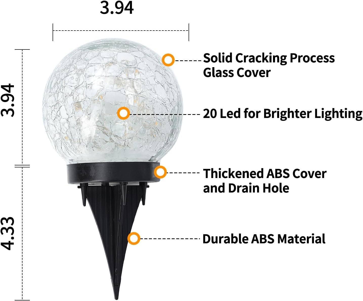 Waterproof Solar Cracked Glass Globe Lights for Garden, Patio and Yard Decor - Image 3