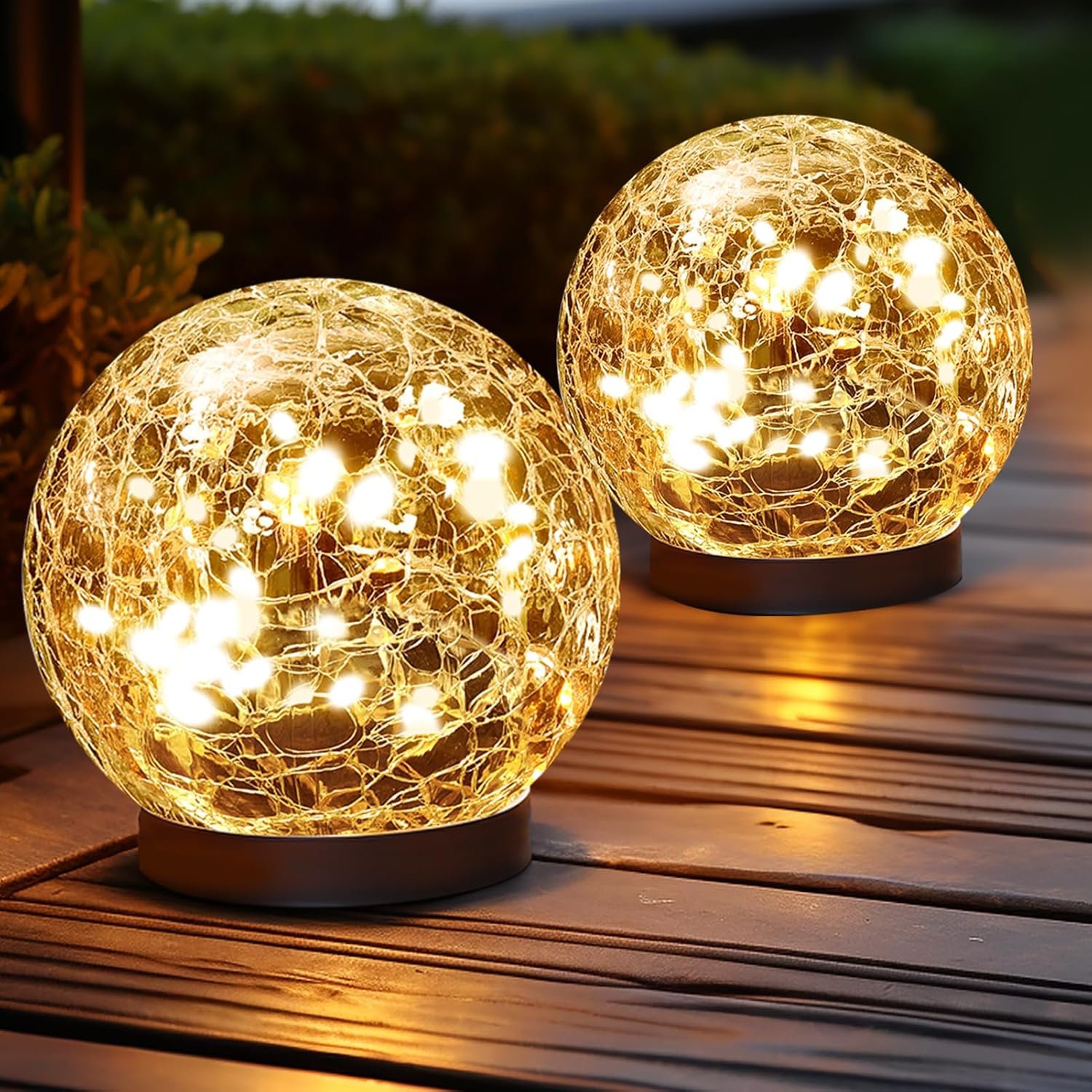 Waterproof Solar Cracked Glass Globe Lights for Garden, Patio and Yard Decor