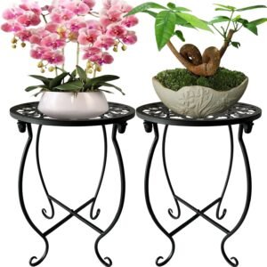 2-Pack Metal Plant Stands for Indoor and Outdoor Planters, Garden and Patio Decor