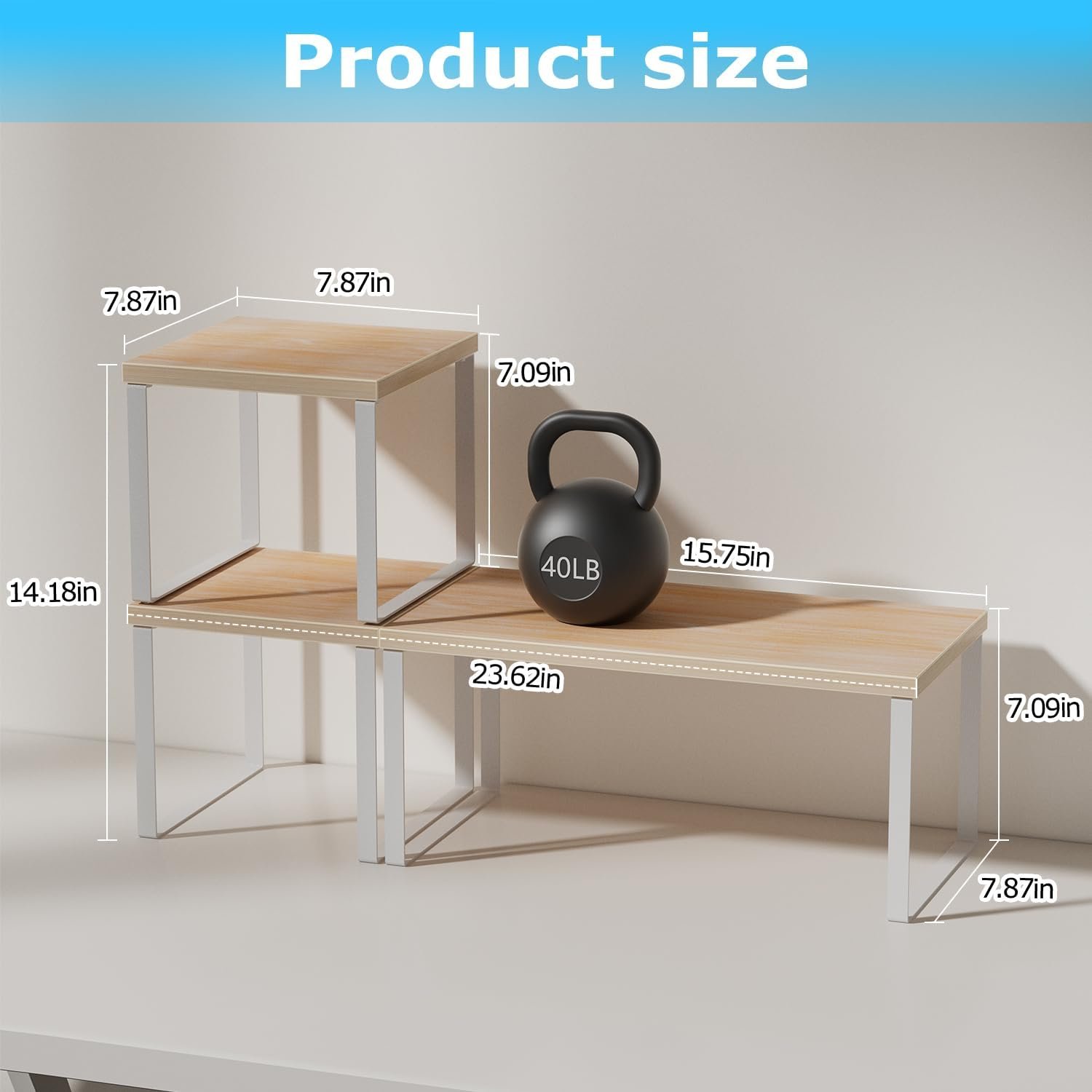 Oak 2-Tier Stackable Desktop Shelf Organizer for Desk Storage - Image 2