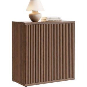 Modern Fluted Sideboard Buffet Cabinet with 2 Doors and Adjustable Storage Shelf